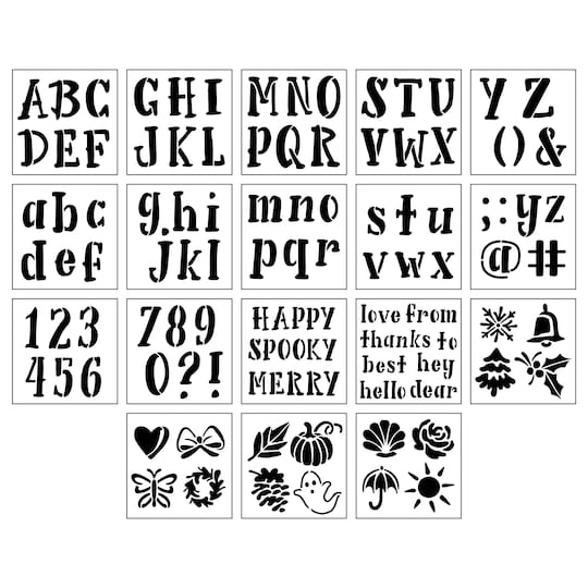 Alphabet Handlettered Serif Stencils, 12&#x22; x 12&#x22; by Craft Smart&#xAE;